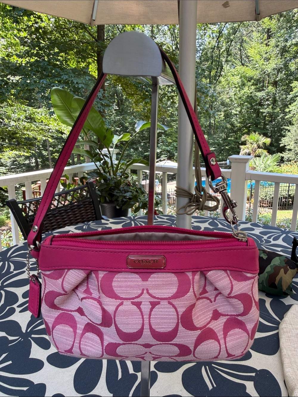 Coach Y2K Pink Shantung Pleated Medium Wristlet
